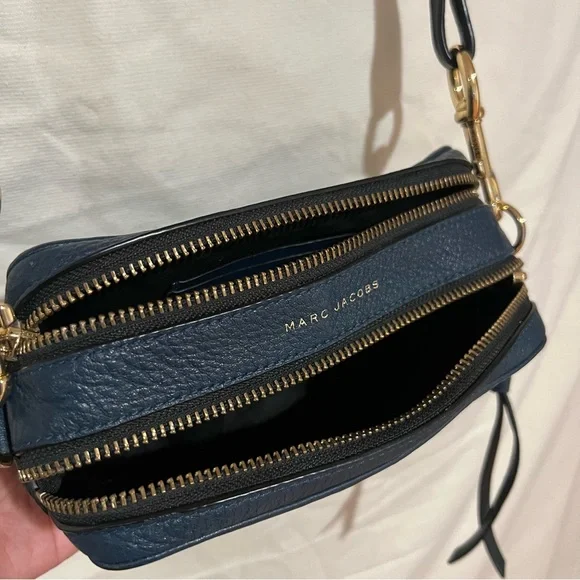 Marc Jacobs Dark Blue Crossbody Bag with Gold Accents - Picture 10 of 12